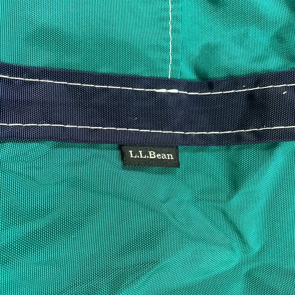 Bolso de Mano y Barco LL Bean Vintage Grande Azul Verde Nylon Años 80 90 Bolsillos Raro Foto 2 de 4