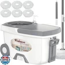 Mop and Bucket with Wringer Set,Spin Mop and Bucket System, Mops for Floor Cl