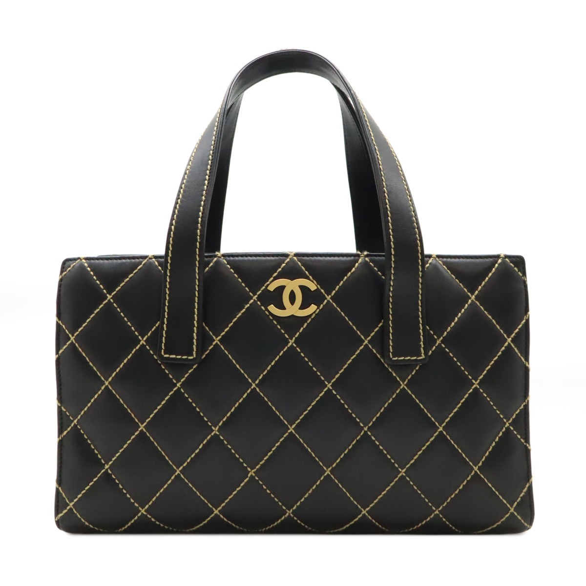 CHANEL Wild Stitch Coco Mark Tote Bag in Black Calf Leather with Gold Hardware