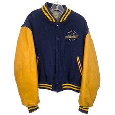 Vintage 70s Golden Bear Varsity Jacket Leather Mens Large Paramount Employee
