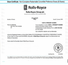 nieperforowana historia Rolls-Royce Group plc. Automobil B Akcja 2008 Wielka Brytania
