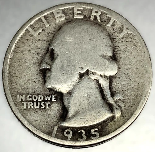 1935 P Washington 90% Silver Quarter Circulated Condition 25c US Coin - 2862