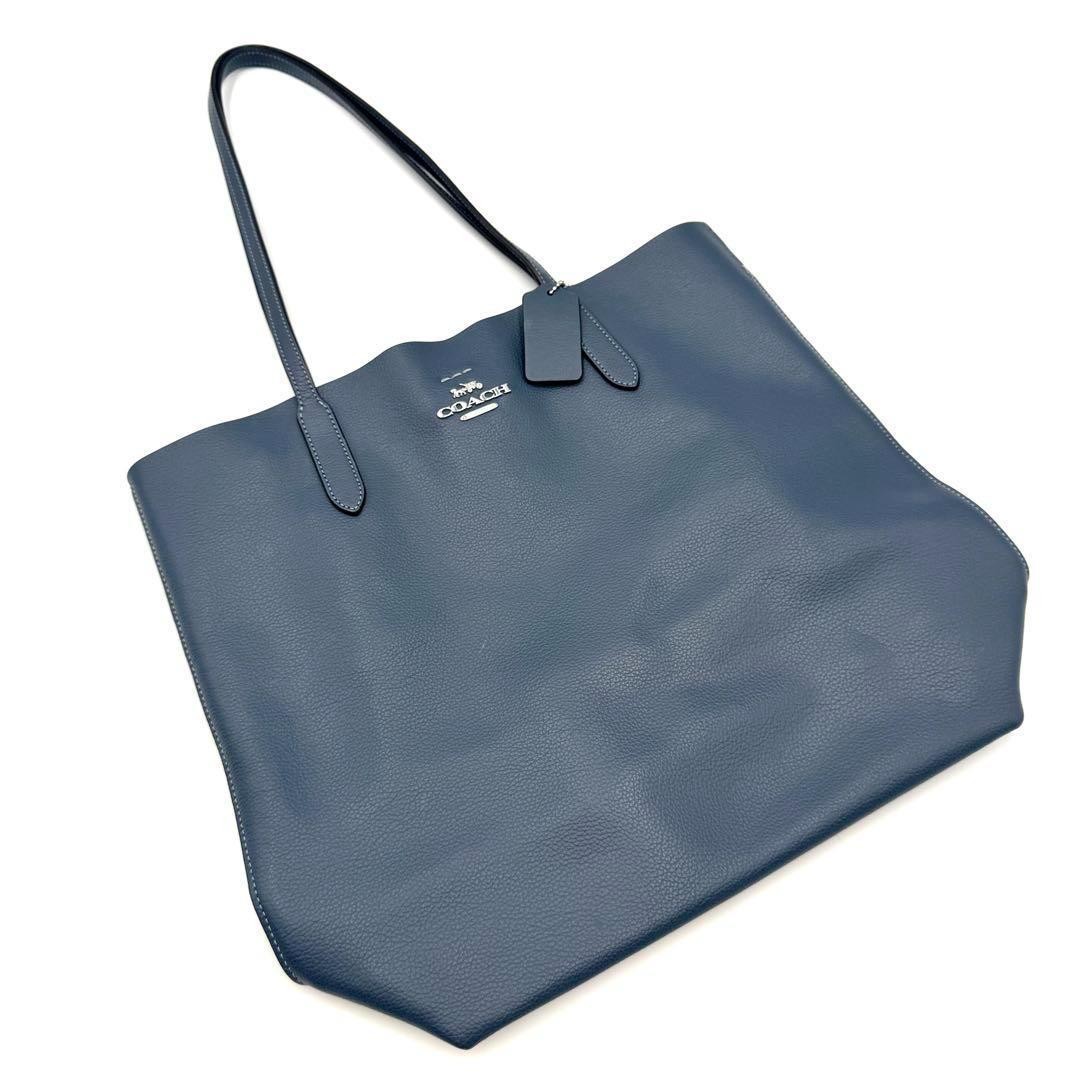 COACH Leather Tote Bag Blue Gray CP037 #QO7Q7N | eBay