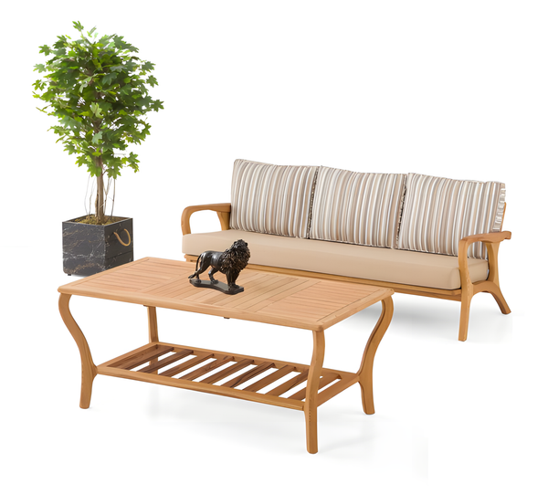 GartenmöBel Set Aus Holz Und Textil In Beige Elegant-image