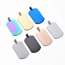10pcs Stainless Steel Military Army Style ID Blank Dog Tags Pendant 7 Color