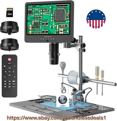 Digital Microscope for Electronics Repair, 2000x 3 Lens 2160P UHD Video Record,