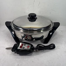 Saladmaster V 12" Electric Skillet T304 Stainless Steel K7356 W/ Plug | TESTED