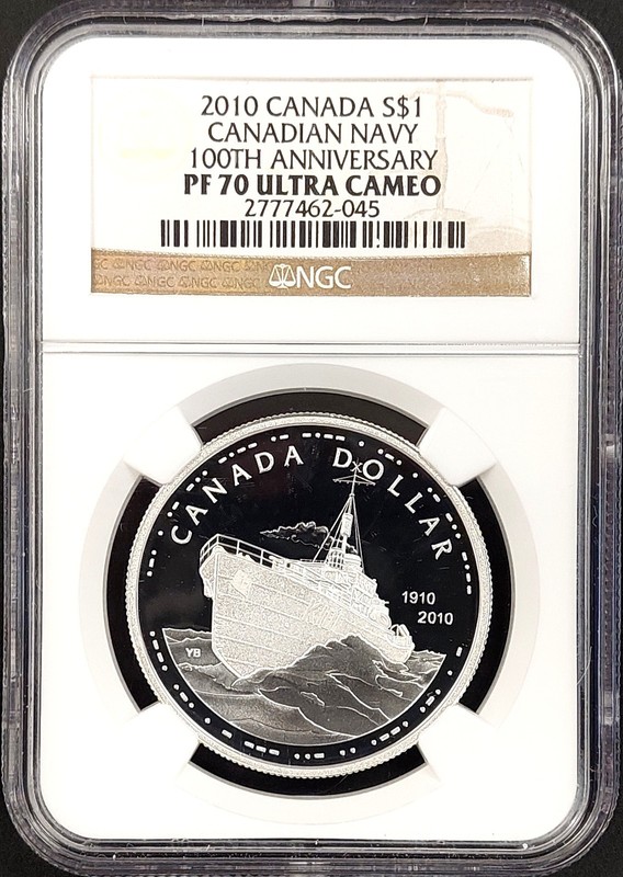 2010 Canada Proof $1 Silver coin, Canadian Navy 100th, NGC PF 70 Ultra Cameo!