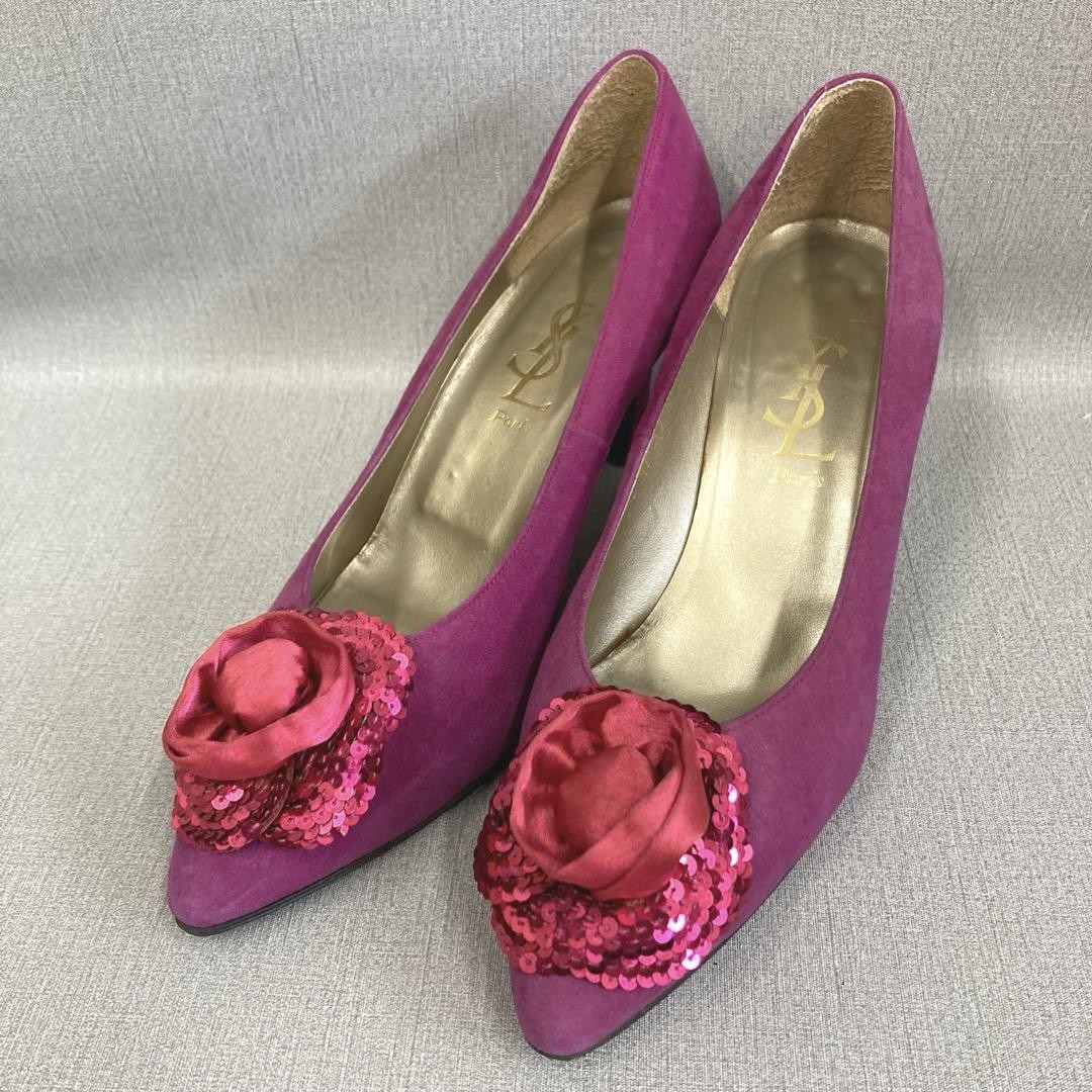 Saint Laurent decolte tacco YSL EU35 5 US5 5 rosa scamosciato 09909a