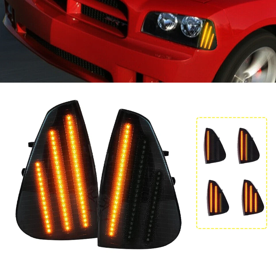 Luces de señalización LED laterales de lente de humo para Charger Dodge 2006-10 luz de esquina de señal Foto 3 de 4