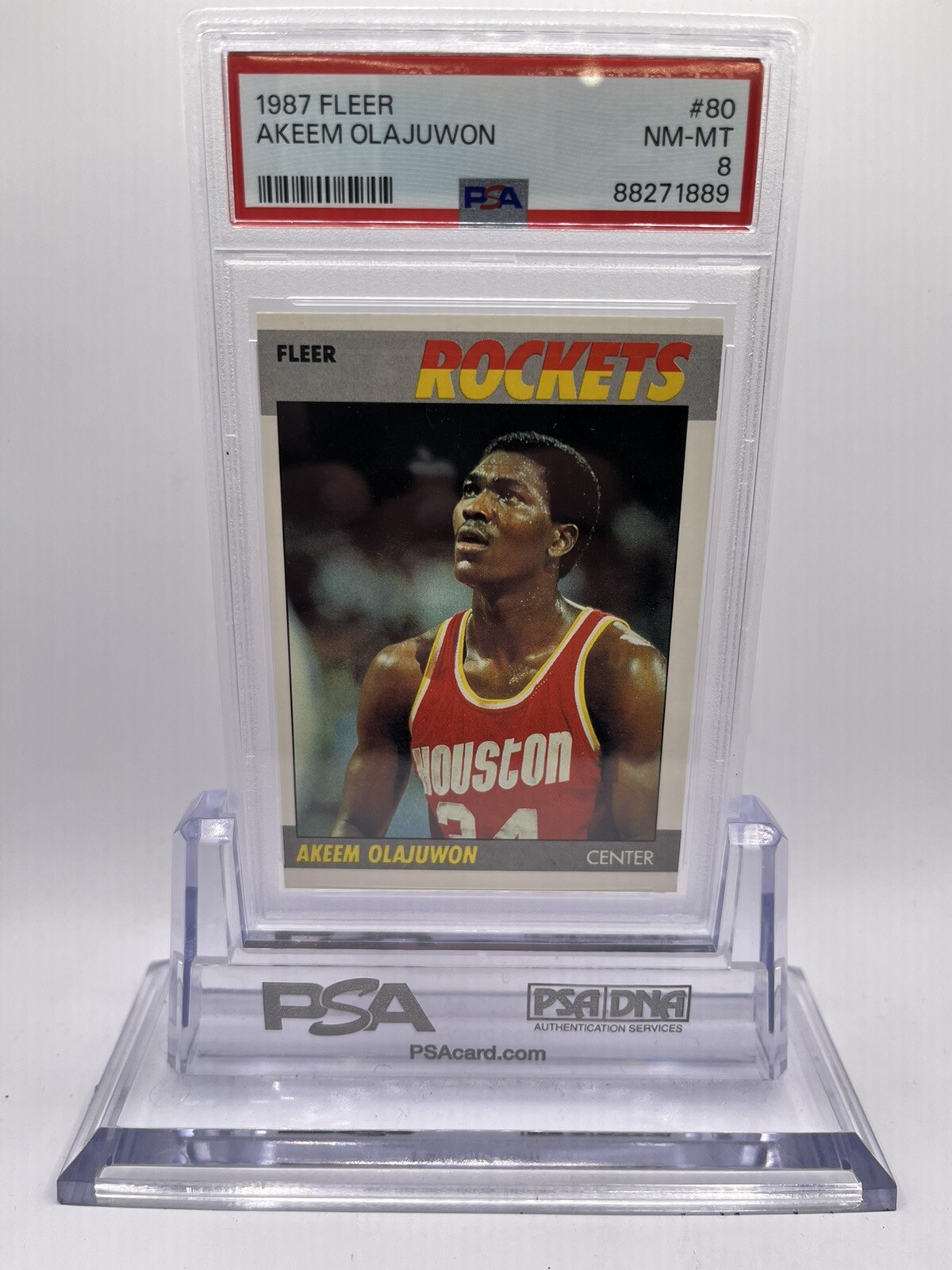1987 Fleer Akeem Olajuwon #80 - PSA 8 NM-MT
