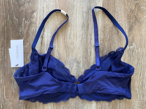 CALVIN KLEIN~NWT~ Seductive Comfort Blue Unlined Lace Bra~Size 34B~Underwire~NEW - Picture 2 of 11