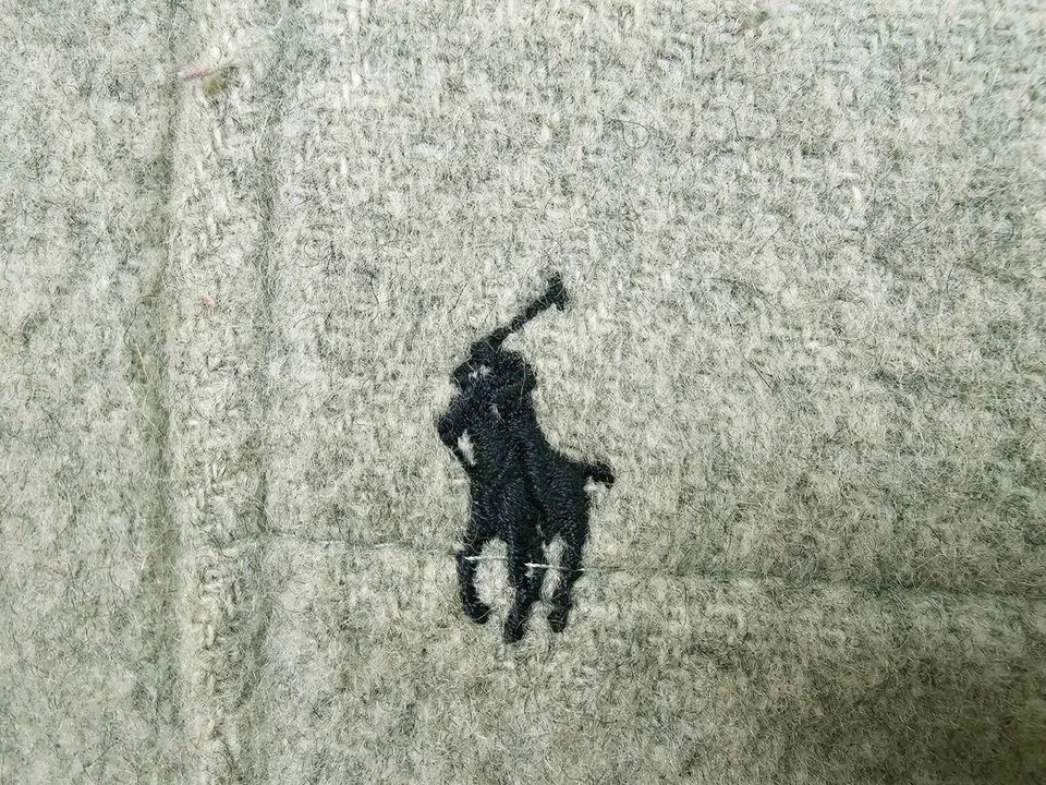 *HOT VTG UNISEX POLO RALPH LAUREN @ DUFFLE HOODED LINED GRAY WOOL TRENCH Coat M - Image 4 of 4