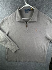 Polo Ralph Lauren Estate Rib 1/4 Zip Sweater Gray XL Cotton Pullover Soft Men  s