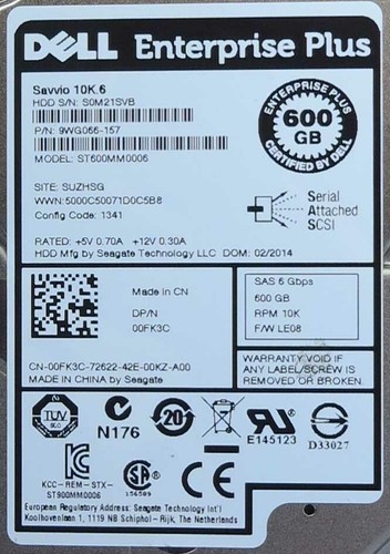 Dell EqualLogic Enterprise Plus 600GB 2.5" SAS 6GB 10K 0FK3C LE08 ST600MM0006 - Picture 8 of 8