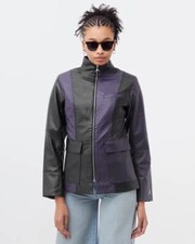 Sz M- Nike Jordan New Classics Capsule 2.0 Women's Faux Leather Jacket, Black.