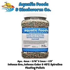 3-Type 4mm Intense Gro & Color & 3mm 40% Spirulina Floating Pellets. KGM-400