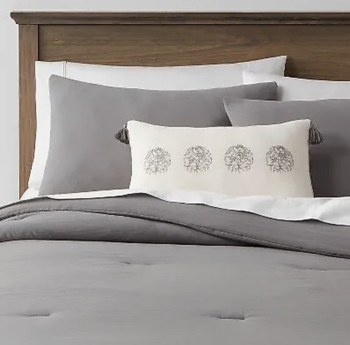 King Gray Comforter & Sham Set Decorative Reversible Holbrook Relaxed Washed - Picture 3 of 11