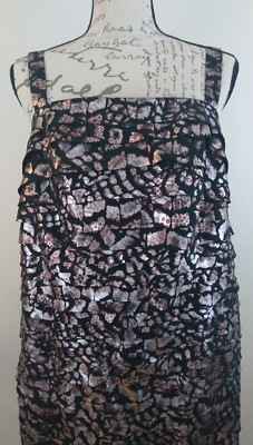 Collection Dressbarn Glamcore Dress Metallic Animal Print Layered Size 14 NWT