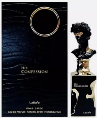 His Confession By Lattafa 3.4/3.3 Eau De Parfum Spray For Men New In Box