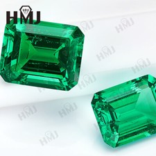 Hand-Cut Lab-Grown Colombian Emerald Emerald Cut Ethical Gemstone AGL Certified