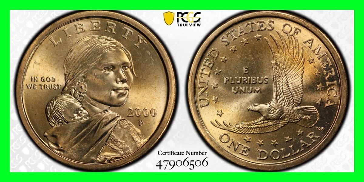 2000 P Sacagawea Dollar PCGS MS65 Wounded Eagle Error Variety FS 2000 P Sacagawea Dollar PCGS MS65 Wounded Eagle Error Variety FS