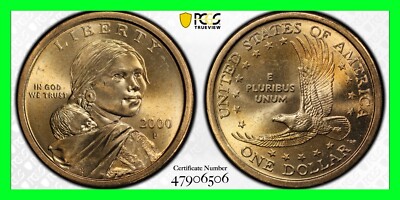 2000 P Sacagawea Dollar PCGS MS65 Wounded Eagle Error Variety FS