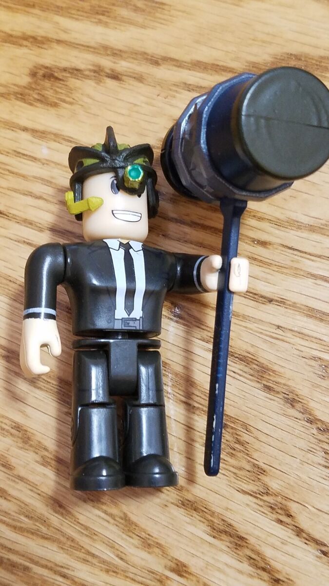 Roblox Series 5 Moderator - loose action figure w/ hammer and helmet. NO  CODE