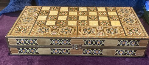 VTG Backgammon Board and Checkers Set from Lebanon - Handcrafted Lebanese