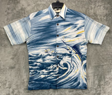 VTG Koko Island Men's Hawaiian Aloha Shirt Size Small Sports Fishing Marlin