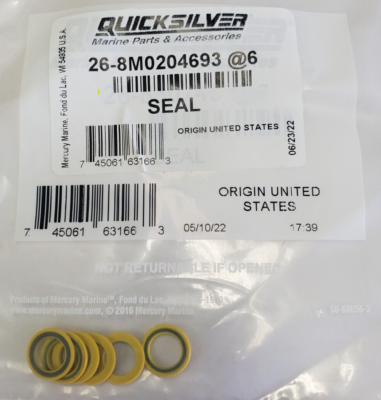 Mercury Mercruiser Quicksilver Drain Vent Plug Seal 26-8M0204693 