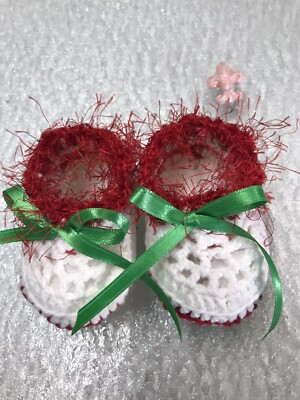 Baby Booties Crochet Newborn Socks Gift Booties 0-6 Month Color White Red Green
