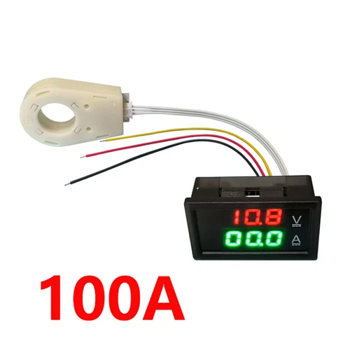 Voltmetro corrente Hall 100A 0,1A doppio display digitale DC 5V-100V DC 0-300V ± NUOVO - Foto 3 di 10