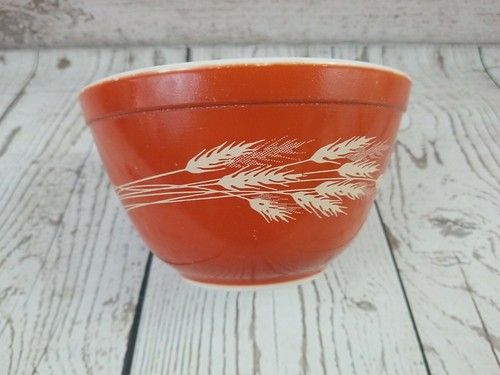 Vintage Pyrex Orange Autumn Harvest Wheat #401 750 mL Mixing Nesting Bowl-WOW! - Picture 11 of 12