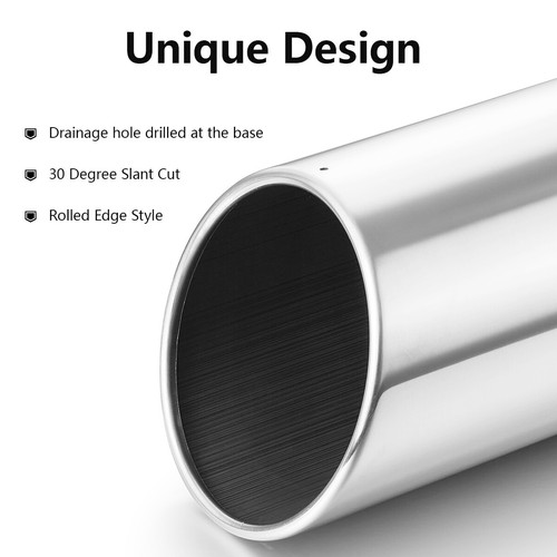 Diesel Exhaust Tip 4" Inlet, 5" outlet 12"Long , Rolled Angle Cut, Bolt On - Picture 8 of 10