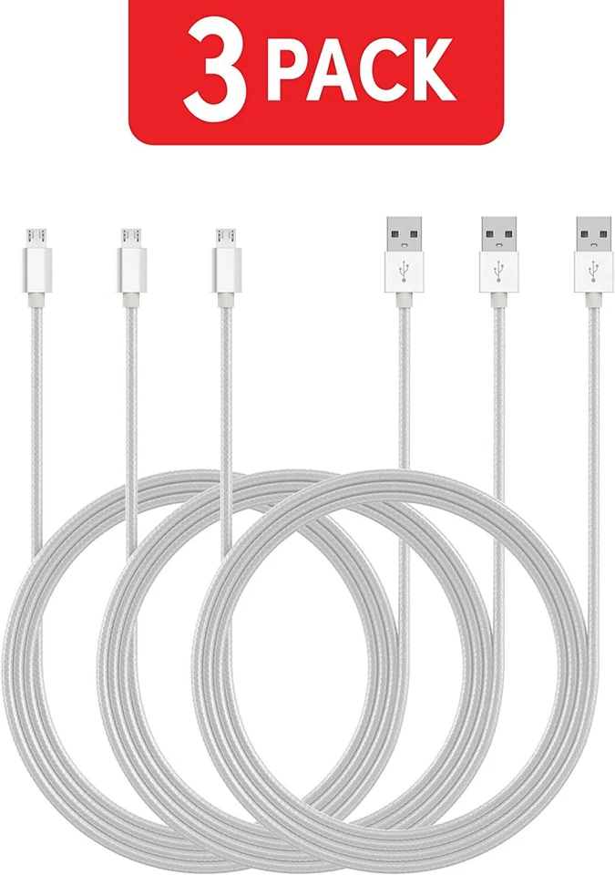 3X Micro USB Data Cable Cord Charger for Amazon Kindle Universal Charger Braided - Image 4 of 4