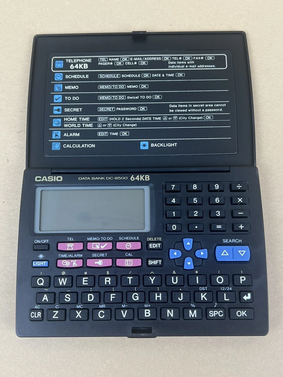 CASIO DATA BANK DC 8500 64KB ELECTRONIC PC PERSONAL ORGANIZER