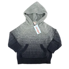 Cat & Jack Toddler Boys Size 2T Pullover Hoodie 100% Cotton Dip Dye Grey