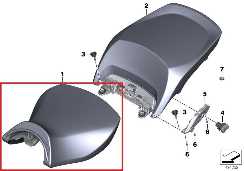 2014-2019 BMW Motorrad Genuine K52 R1200RT R1250RT Heated Low Seat