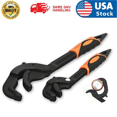#ad 2 Pcs Multi function Universal Wrench Set Self Adjusting Power Grip for Autos $18.69