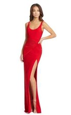 Ieena Mac Duggal Red Sleeveless Knot Style Jersey Gown Thigh High Slit 10 278