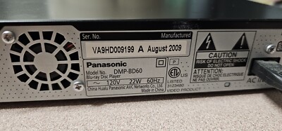 Panasonic コンパクトブルーレイプレーヤーDMP-BD60 本体 Panasonic DMP-BD60 Blu-Ray Player no Remote 37988983483| eBay