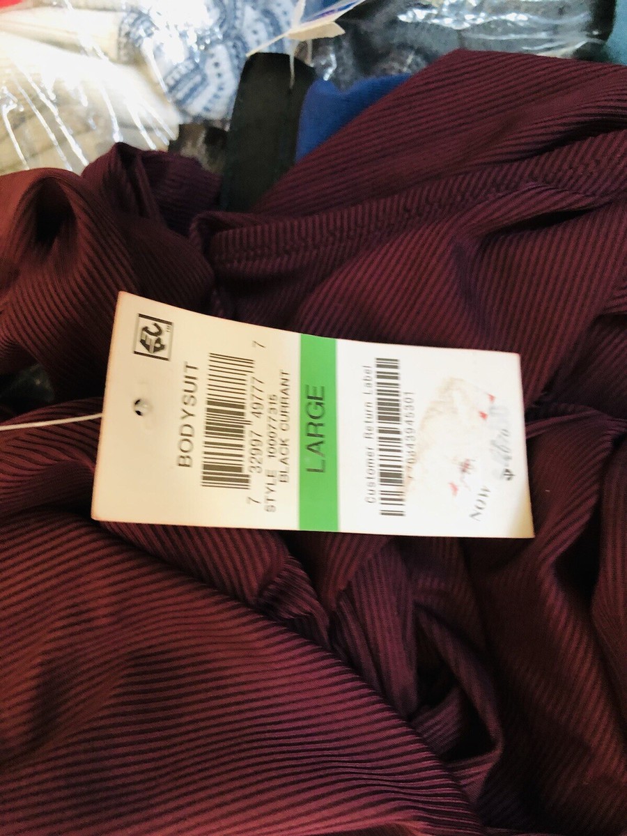 Bar iii L NWT Twist Front Bodysuit Ribbed Black Currant Body Suit