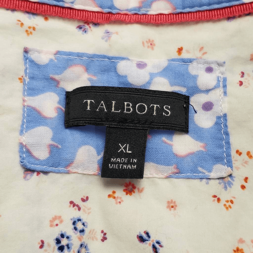 Talbots Women’s XL Button Down Shirt Floral Print Long Sleeve 100% Cotton Blouse - 第 5/7 張圖片