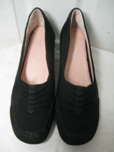 Taryn Rose Ranita Black Stretch Fabric / Suede Trim Leather Wedge Shoes Size 8.5 - Picture 3 of 12
