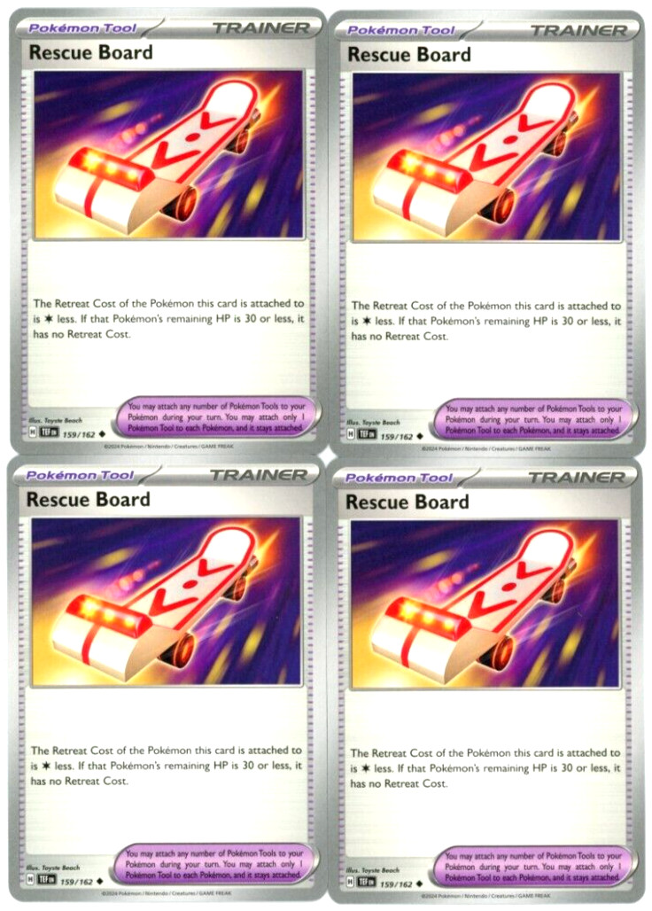 4x Pokemon TCG Rescue Board 159/162 Sv05: Temporal Forces Regular Playset