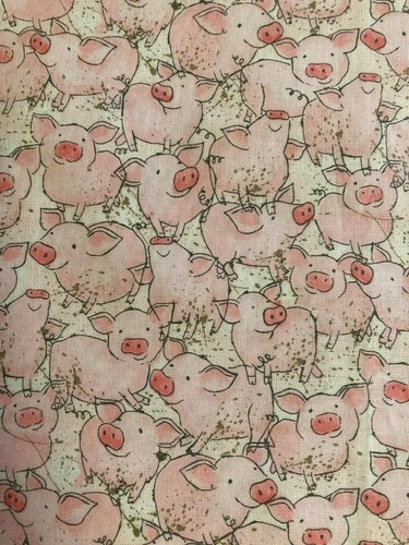 Packed in Piggies on White Background.Pleated.Reuse.Cotton.Mask. - Picture 2 of 5