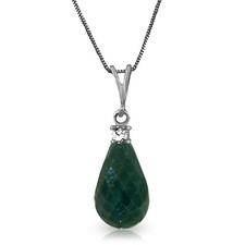 8.85 CTW 14K Solid White gold fine Never Lose Emerald Diamond Necklace 16-24"