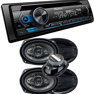 Pioneer DEH-S4200BT 1DIN Bluetooth Car Stereo Receiver + 2 Pair 6''x9'' Speaker