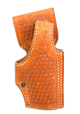 TEX SHOEMAKER & SONG N 69HA4516 TOOLED TAN BROWN GENUINE LEATHER GUN HOLSTER